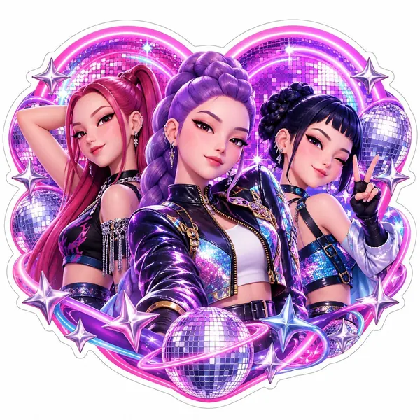 Topo em formato de coração com o trio K-pop